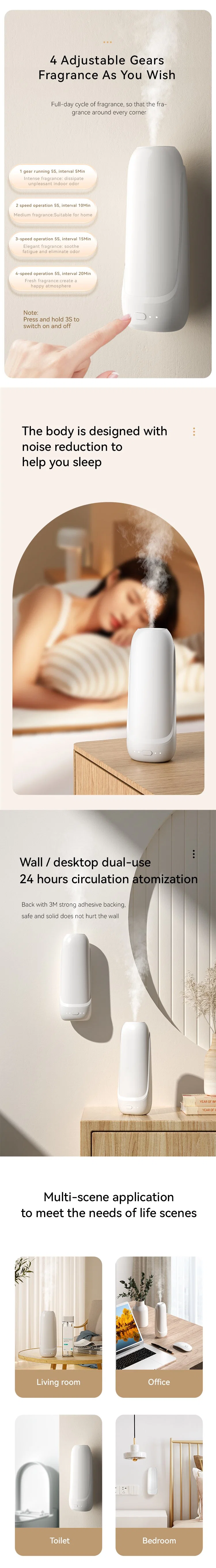 Minimalist Design Car White Ultrasonic Atomization Intelligent Air Purifying Aroma Diffuser