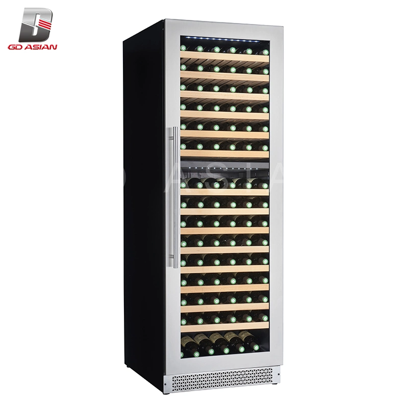 122 Bottles Single Temperature Wine Cooler with Beech Wood Shelves Glass Door Wine Fridge Cabinet