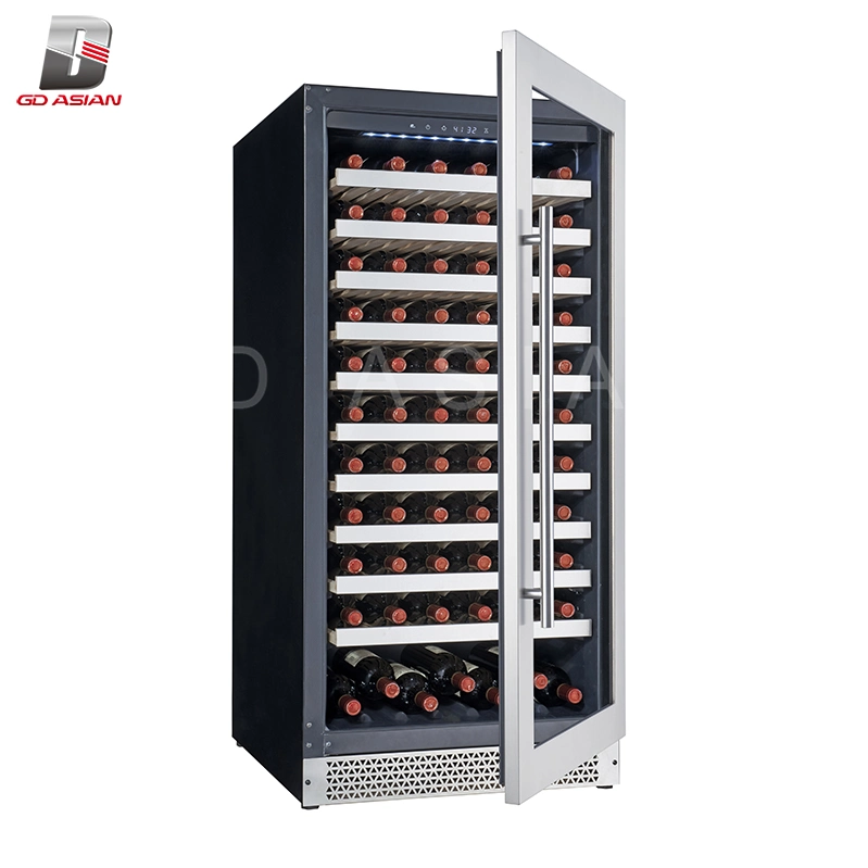 122 Bottles Single Temperature Wine Cooler with Beech Wood Shelves Glass Door Wine Fridge Cabinet