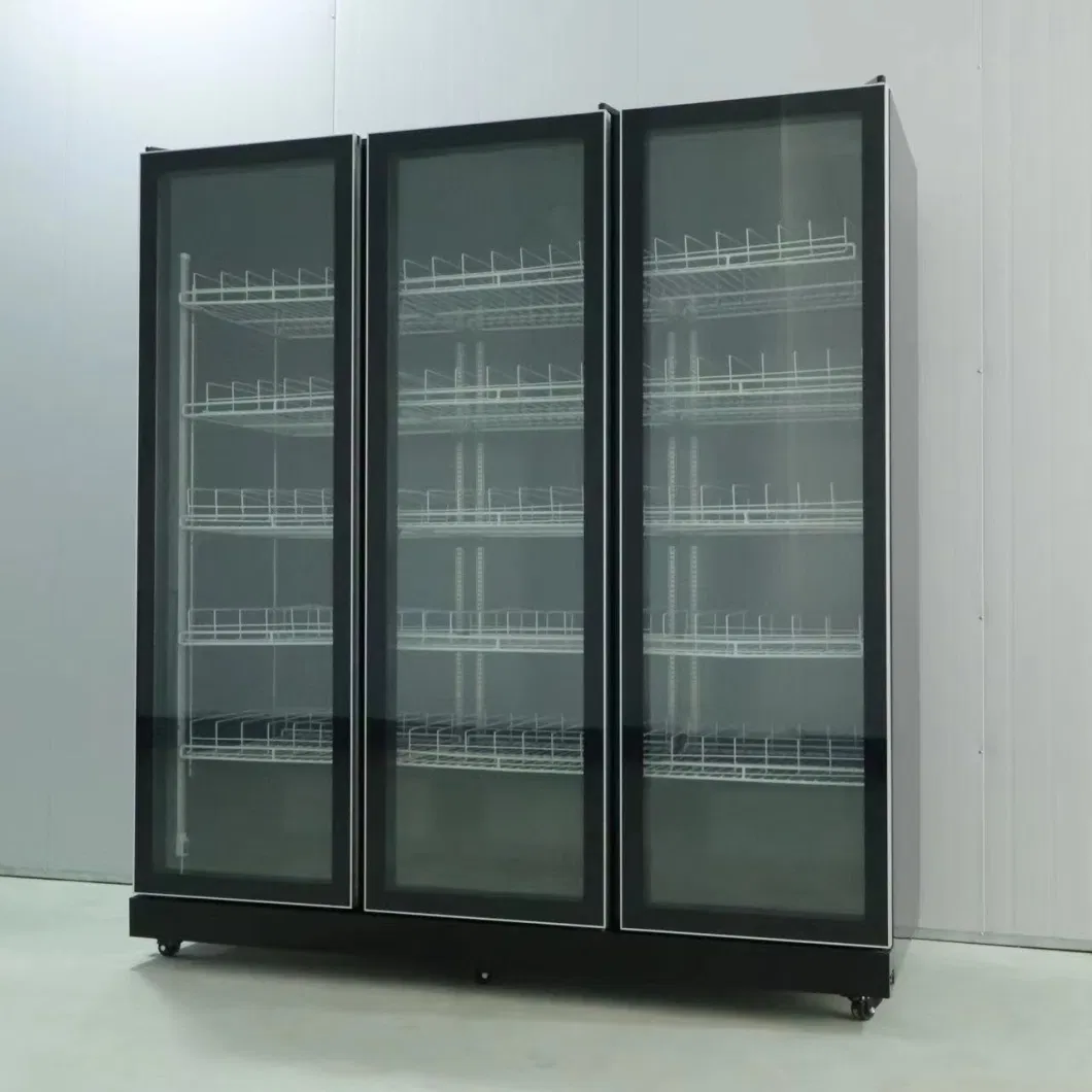 Commercial Upright Three Doors Beverage Cooler Drink Wine Display Fridge for Supermarket