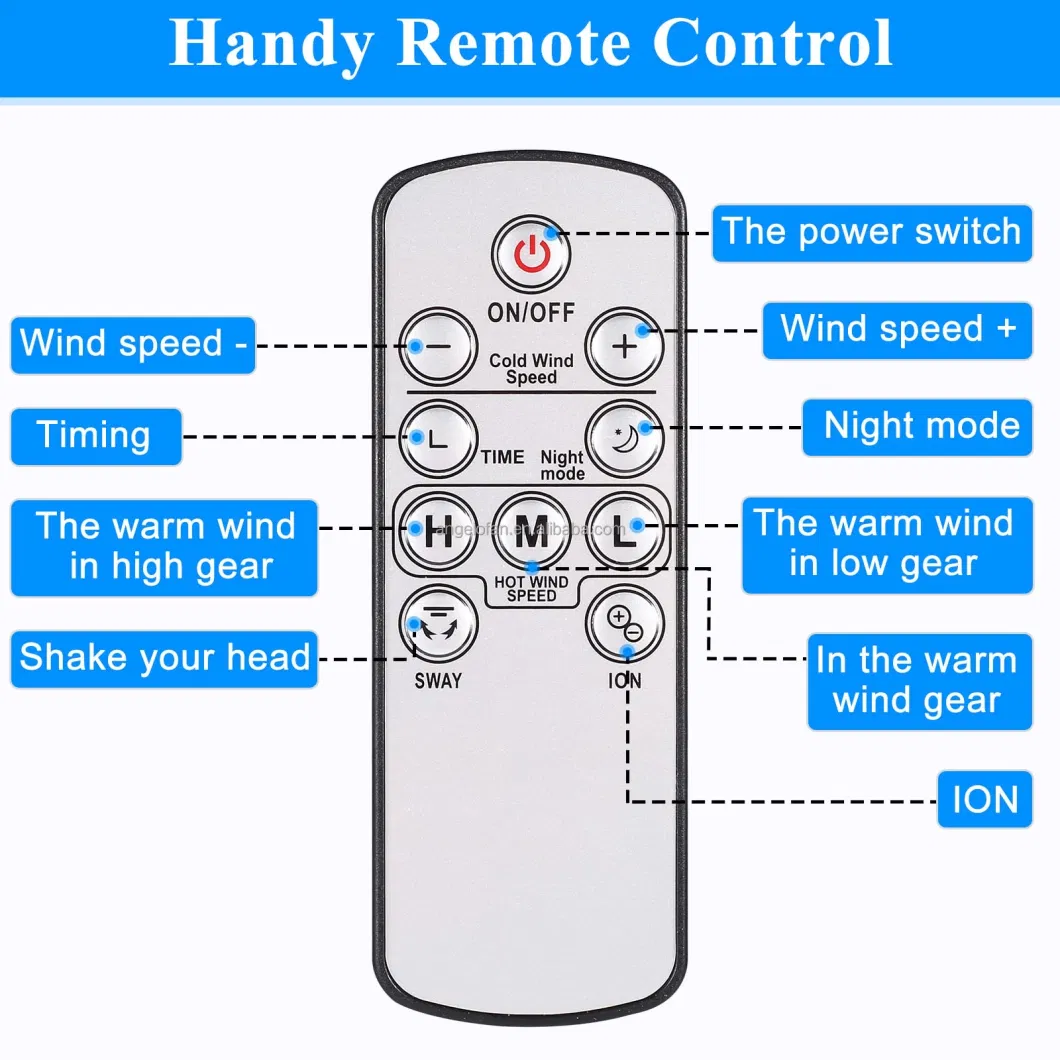 Air Cool and Heat HEPA Filter Floor Plasma Portable Bladeless Fan