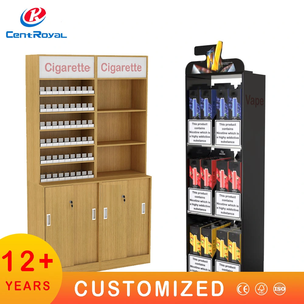 Custom Smoke Shop Display Furniture Tobacco Display Pharmacy Cigarettes Shelves Tobacco Shop Display Floor Stand Tobacco Display Rack Cigar Cabinets