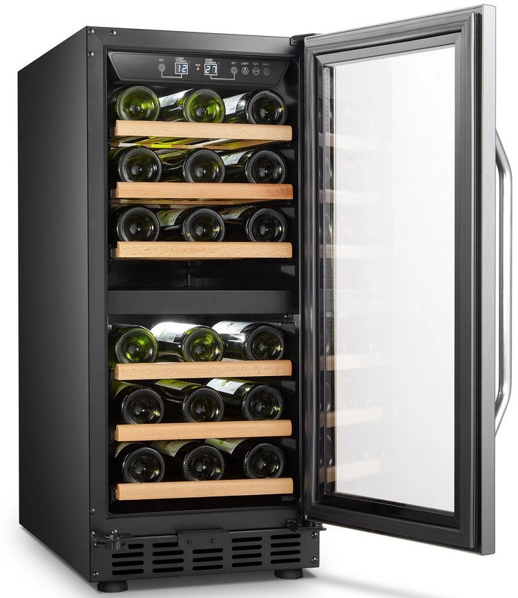 Kitchen Appliances Dual Zone Wine Fridge 28 Bottles Built in Compressor Wine Cooler