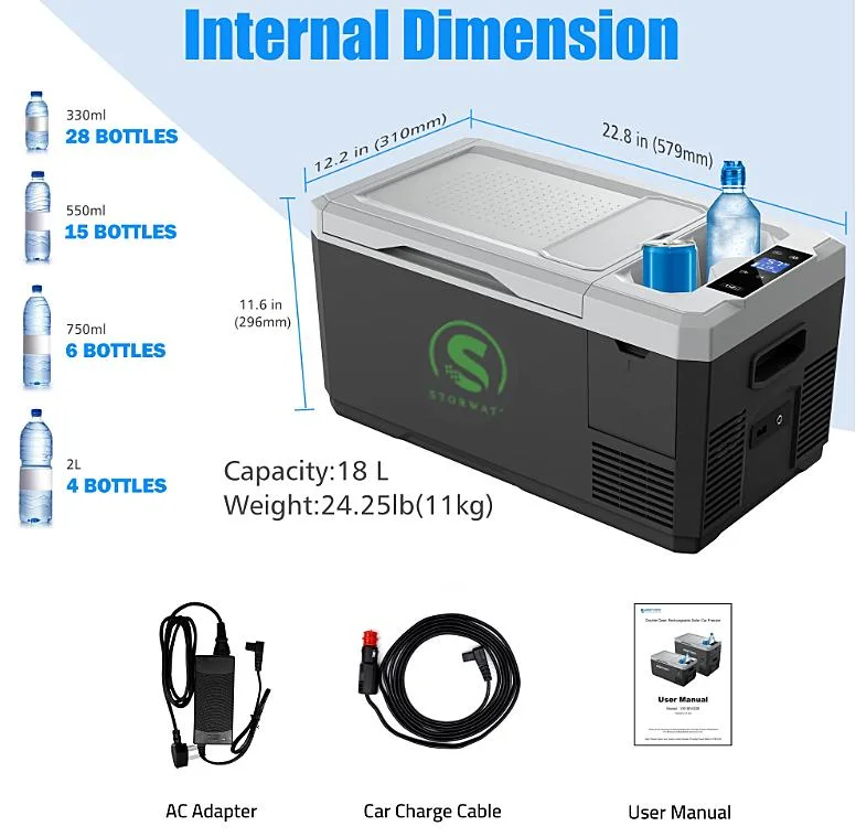 18L/28L Smart Solar Fridge Freezer Car Refrigerator with Portable Power Station for Camping