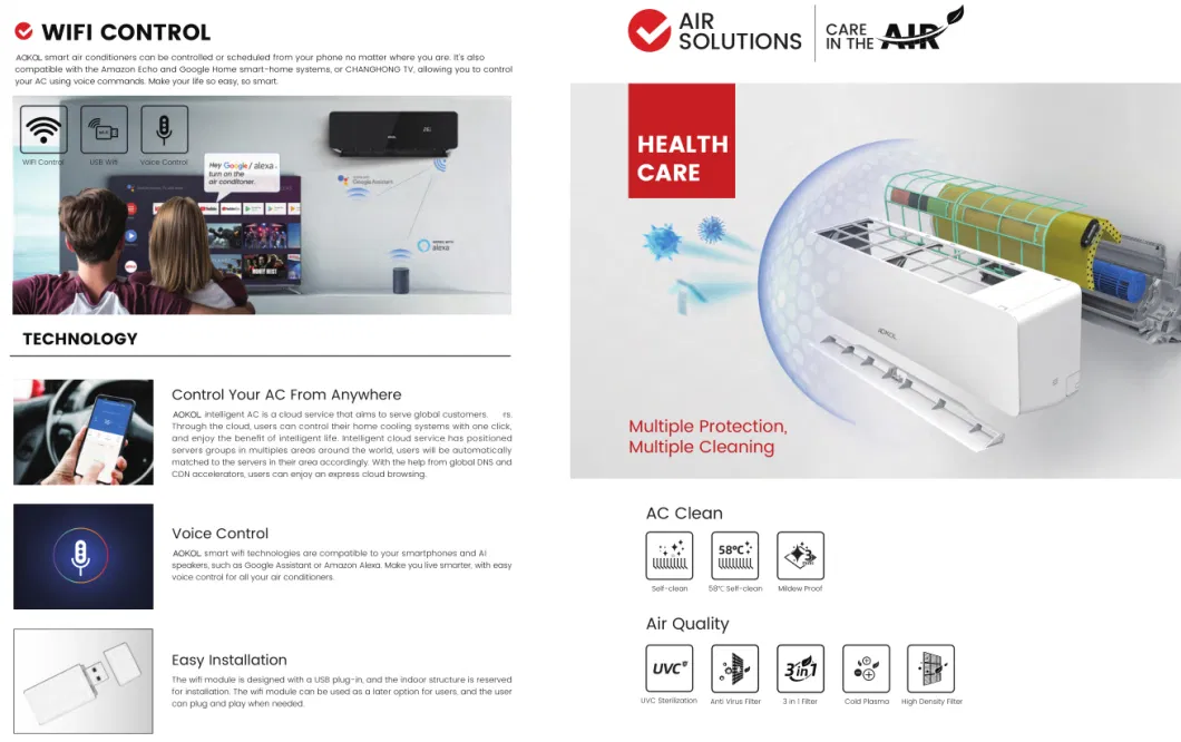 Glass Panel Mini Split Wall Air Conditioner