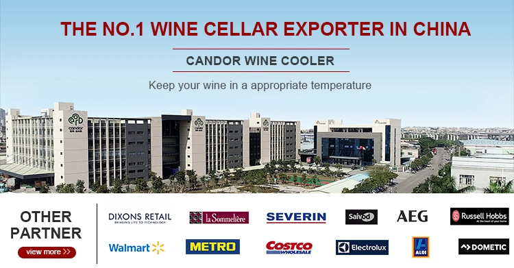 Candor Custom Quality 166 Bottles Compressor Commercial Electric Wine Chiller Luxury Design with CE/CB/ETL Approval