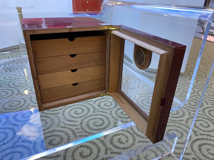 4 Cedar Wood Lined Drawer Display Desktop Cabinet Cigar Humidor Box