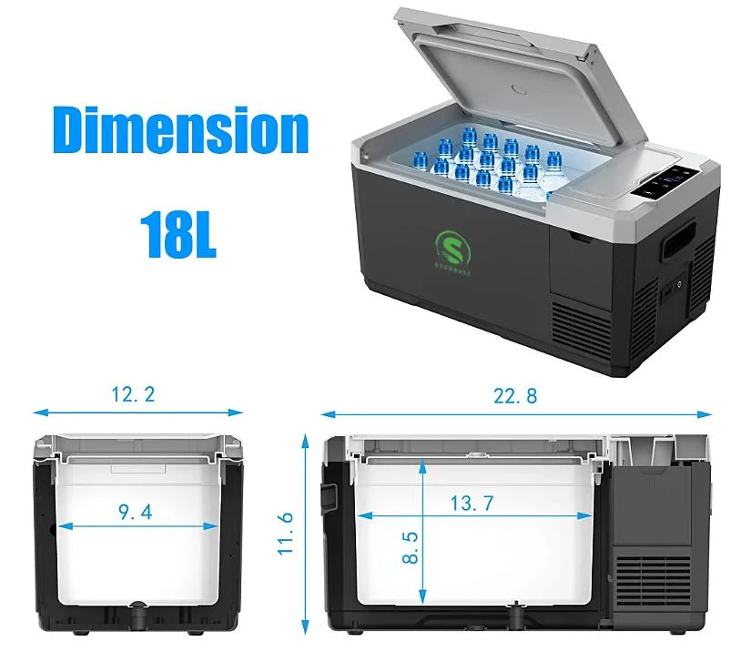 18L/28L Smart Solar Fridge Freezer Car Refrigerator with Portable Power Station for Camping