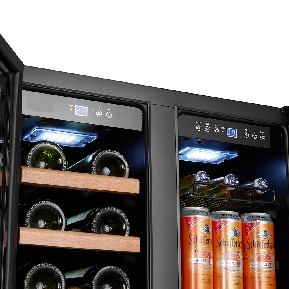 Free Standing French Door Wine Cooler Drink Fridge Fruit Refrigerator