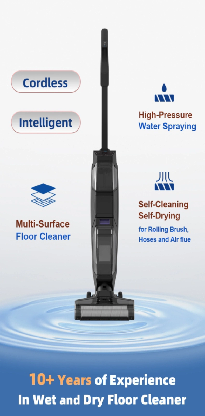 Smart Four in One Water Vacuum Mopping Washing Wet and Dry Self Cleaning Vacuum Cleaner Hot Air Drying Station
