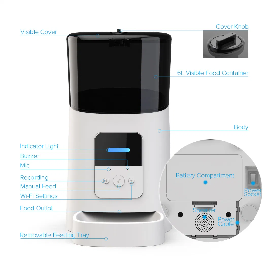 Intelligent WiFi Automatic High-Capacity Automatic Pet Dog Cat Food Feeder of Dish Tableware Supplies Products