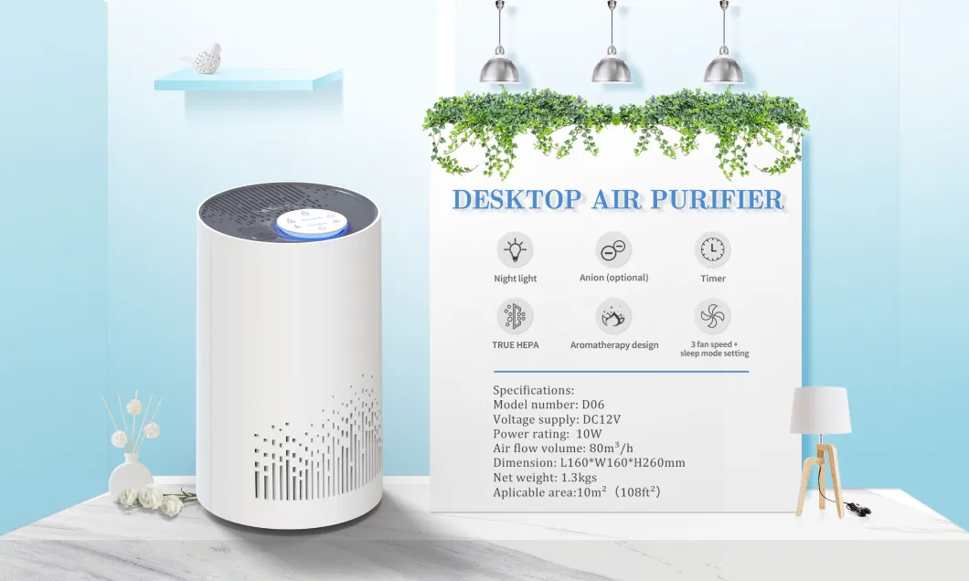 CE Approved Timer RoHS Appliance Smart Wholesale with HEPA Filter Small Home Air Purifier OEM