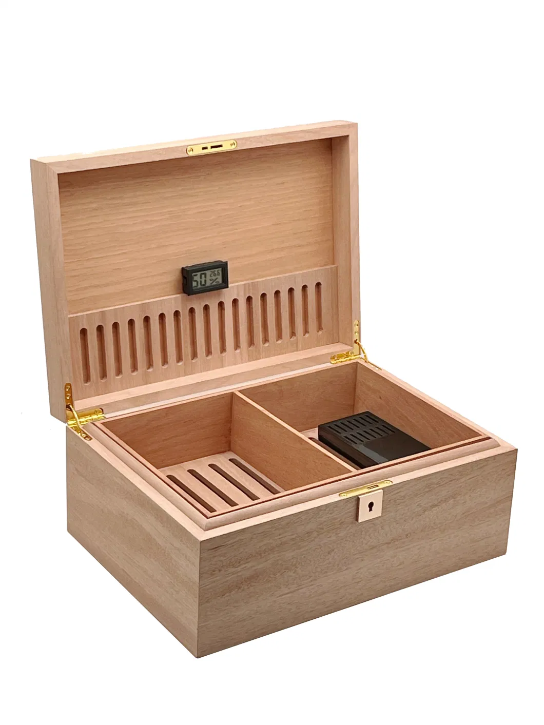 Cigar Humidor Stash Cigar Box with Lock Case Wood Storage Case Holds