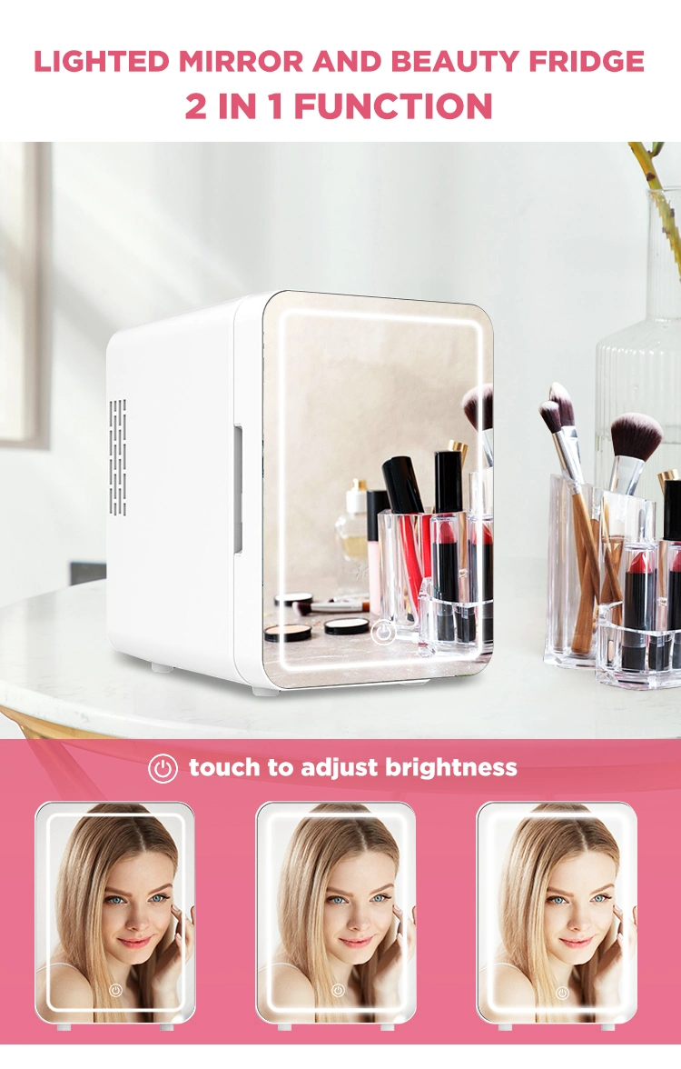 Car Use Mini Beauty Fridge with LED Makeup Mirror