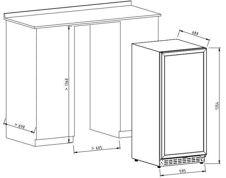 Black Door 111-Bottle Wine Cooler Box Wine Cellar Cooler Build in Furniture Dual Zones