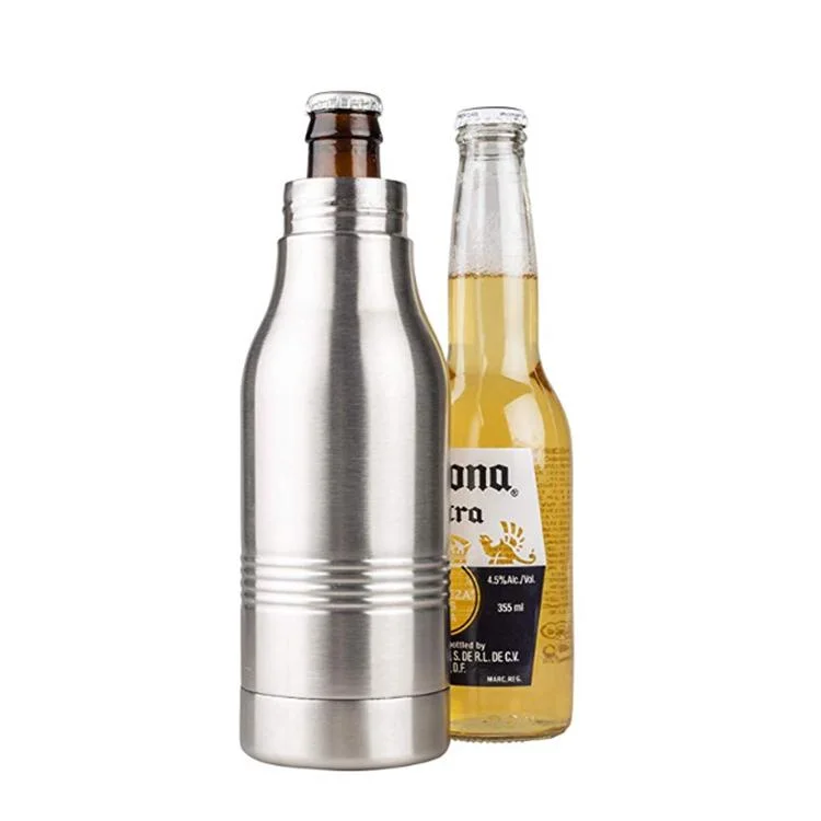 2023 Private Label 12oz Custom Drink Portable Vacuum Insulated Stainless Steel Water Wine Beer Bottle Cooler with Opener