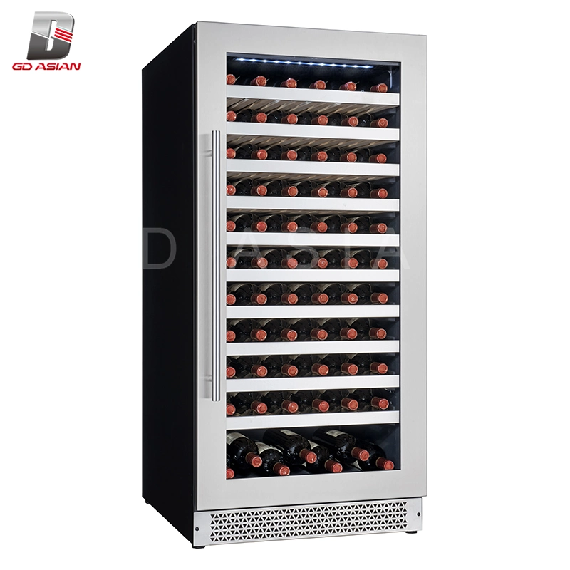 122 Bottles Single Temperature Wine Cooler with Beech Wood Shelves Glass Door Wine Fridge Cabinet