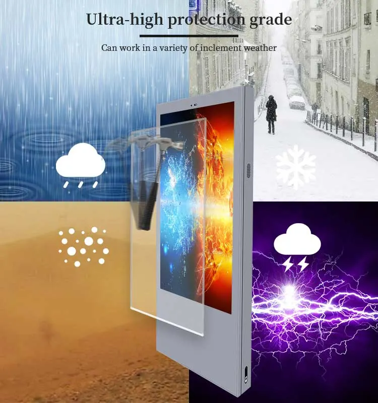 IP65 Waterproof Touch Advertising Screens Local Aftermarket Digital Signage Displays Outdoor LCD Video Wall