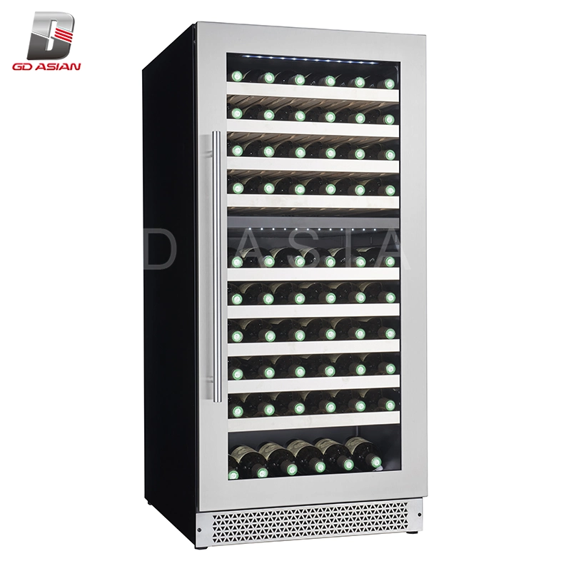 122 Bottles Single Temperature Wine Cooler with Beech Wood Shelves Glass Door Wine Fridge Cabinet