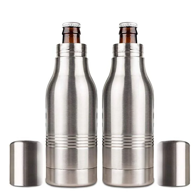 2023 Private Label 12oz Custom Drink Portable Vacuum Insulated Stainless Steel Water Wine Beer Bottle Cooler with Opener