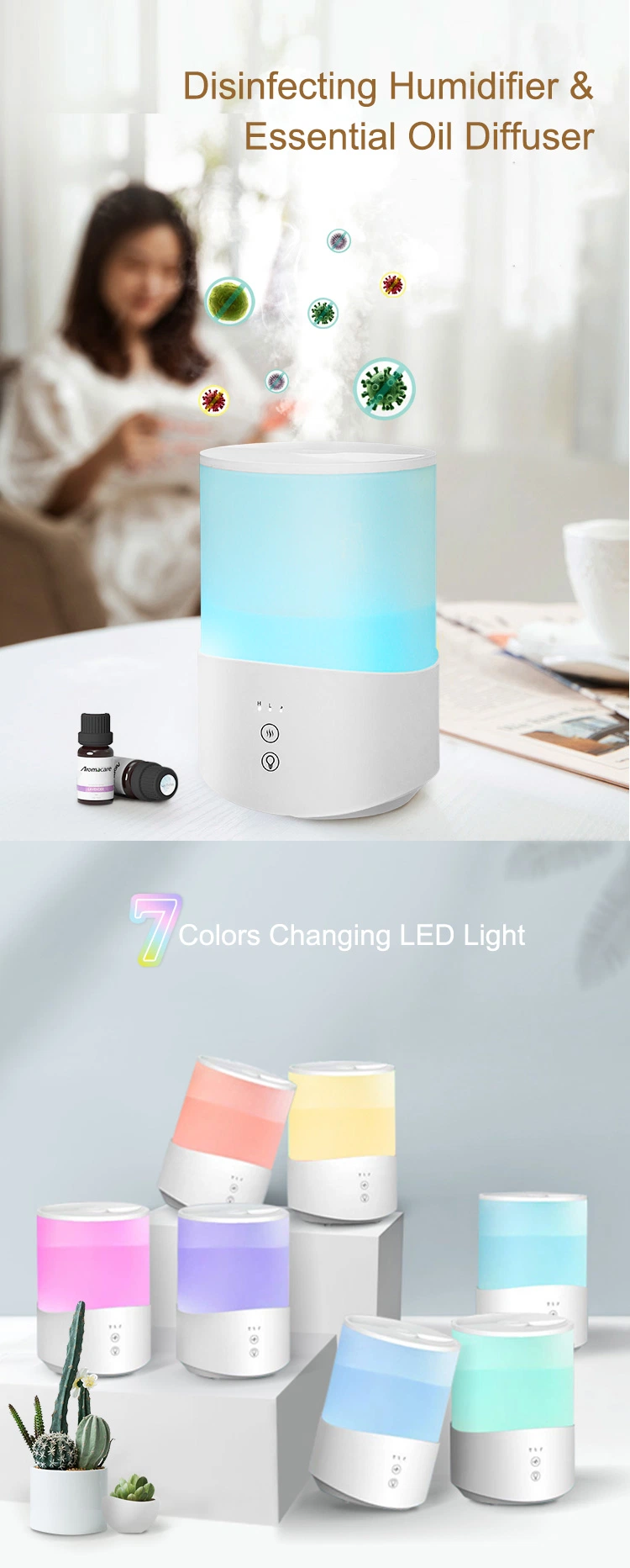 Zhongshan Electrical Home Room LED Night Light 2.5L Aroma Ultrasonic Air Humidifier Diffuser