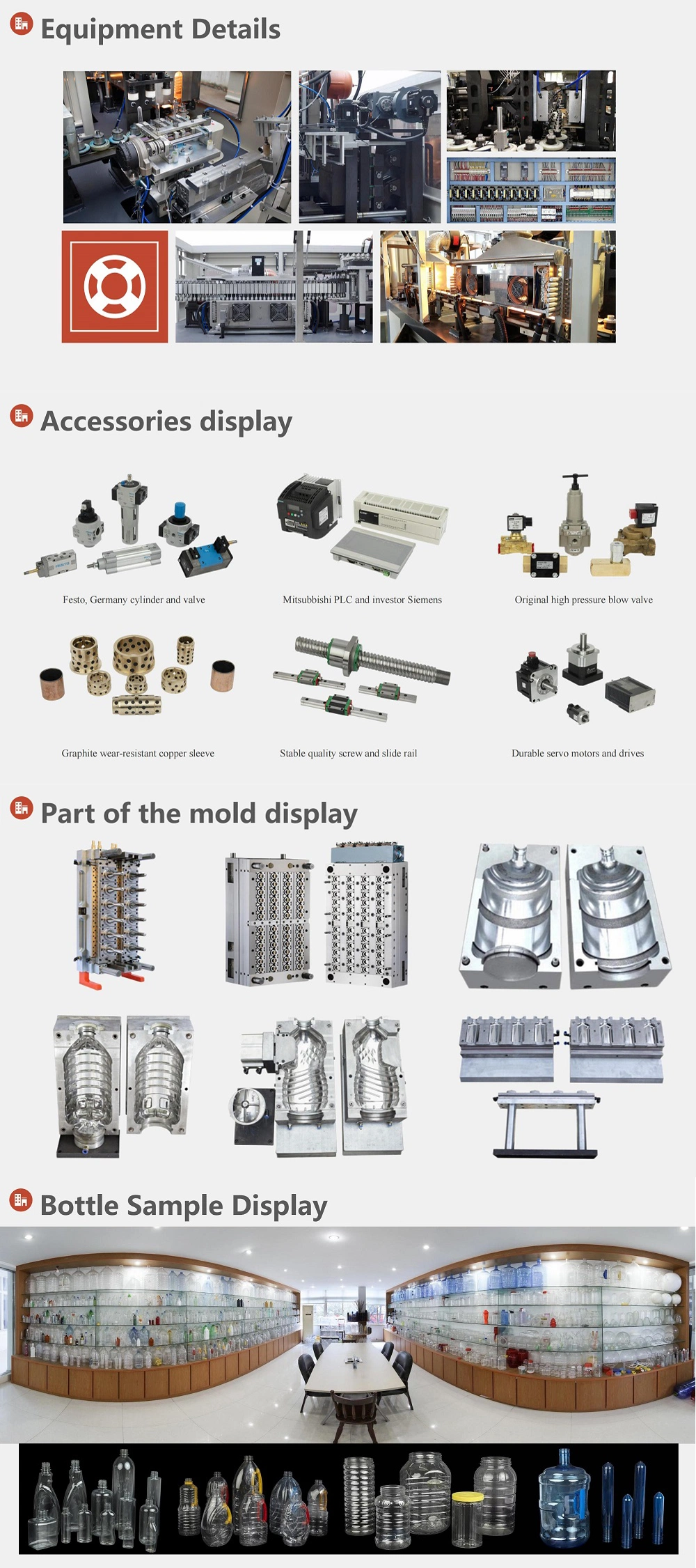 Fully Automatic Handle Oil Bottle Blow Molding Machine 2cav Automatic 100ml-5L Pet Bottle Blowing Moulding Making Machine Blower/ Pure Mineral Water Beverage