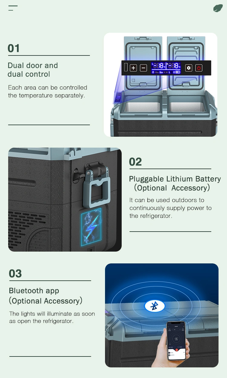 Yunlei We-45 DC: 12-24V AC: 100-240V 40L Car Refrigerator with Dual Temperature Contro Digital Display and Trolley Handle