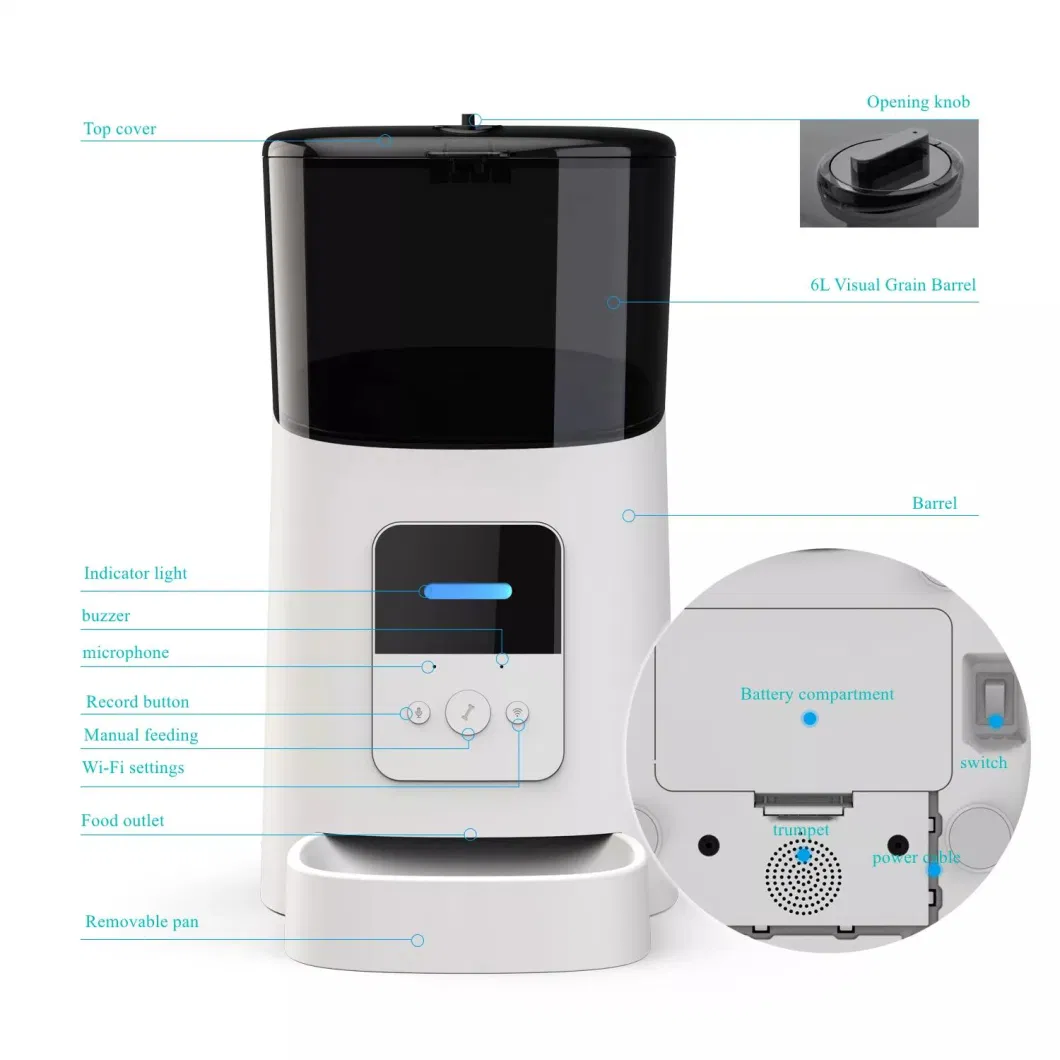 in Stock Timing Quantitative Pet Feeder WiFi Intelligent Pet Feeder