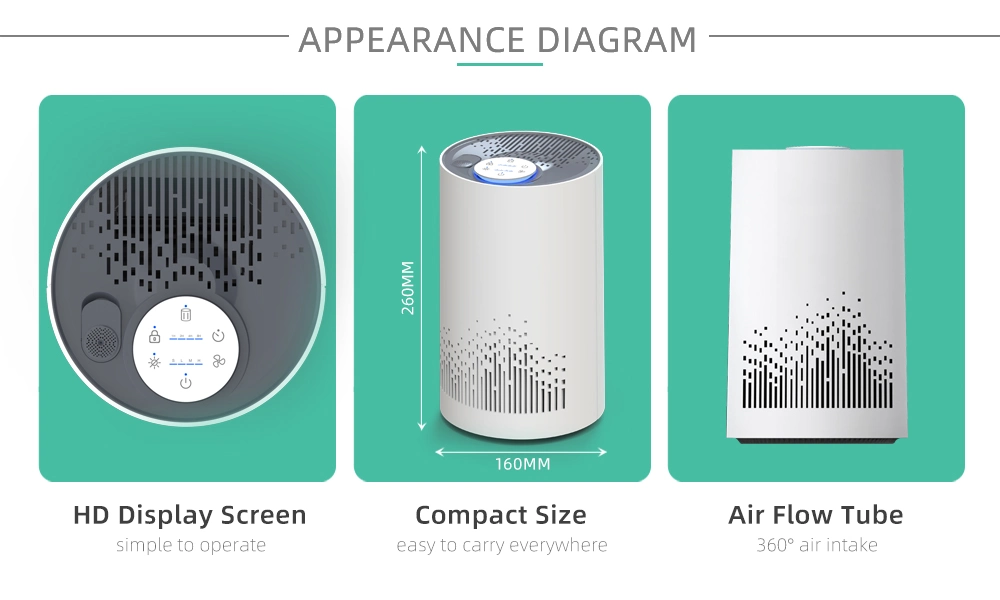 HEPA Portable Necklace Quality Smart Home Round Purifiers Desktop Air Purifier Cleaner ODM