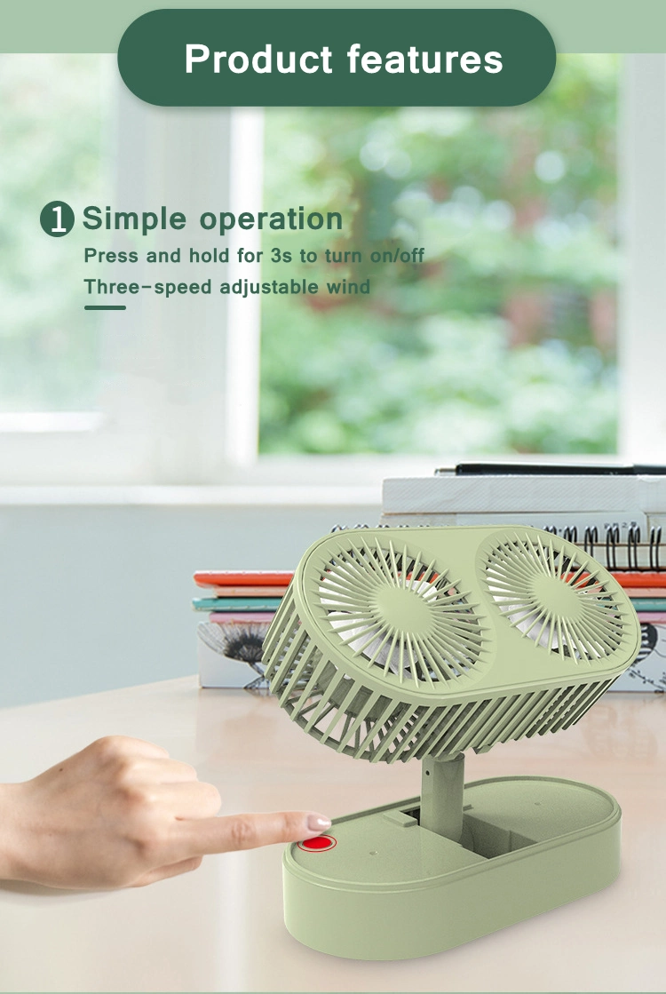 Electric Silent Desktop Cooling Fan Foldable Air Cooler 3 Gear Speeds Standing Portable Fans