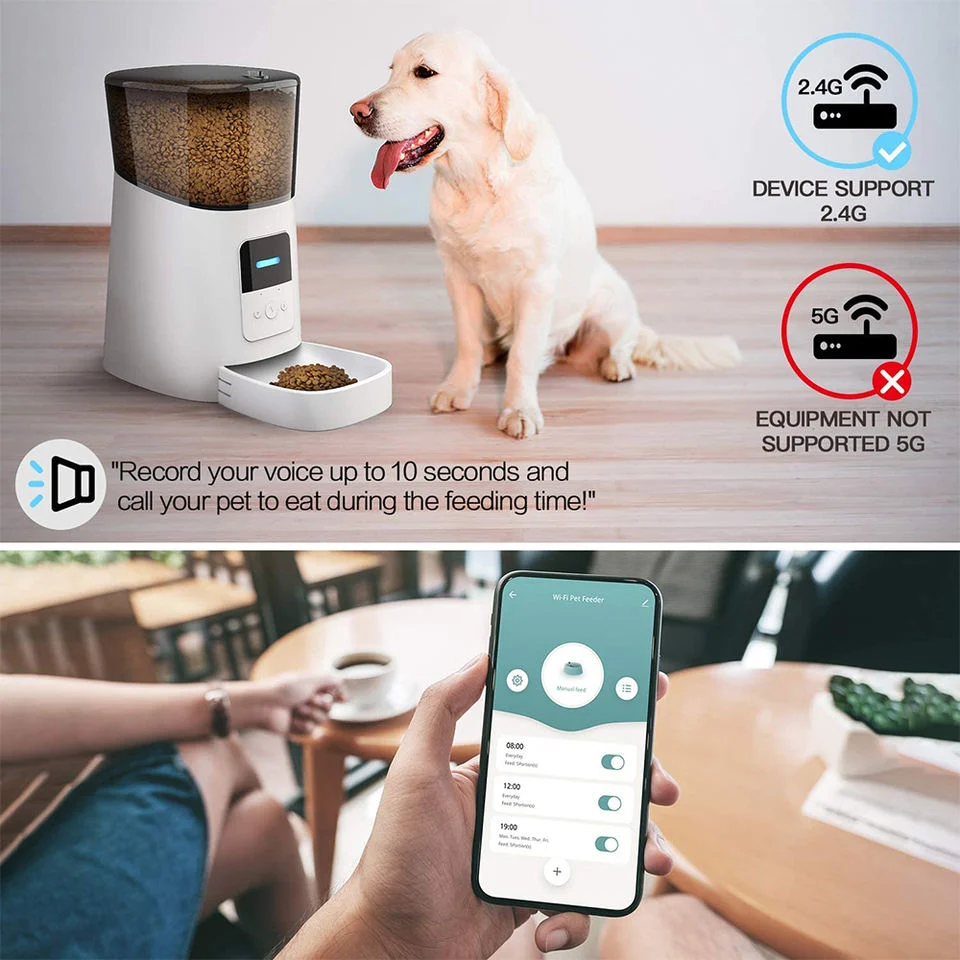 Dog Cat Smart Pet Feeder WiFi Mobile Phone APP Remote Control Microchip Automatic Pet Feeder with 6L