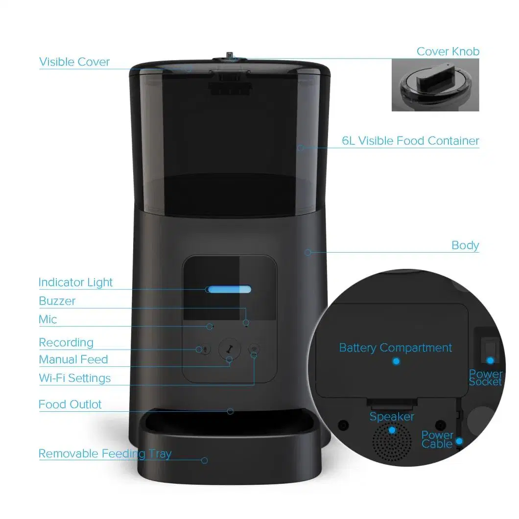 Intelligent WiFi Automatic High-Capacity Automatic Pet Dog Cat Food Feeder of Dish Tableware Supplies Products