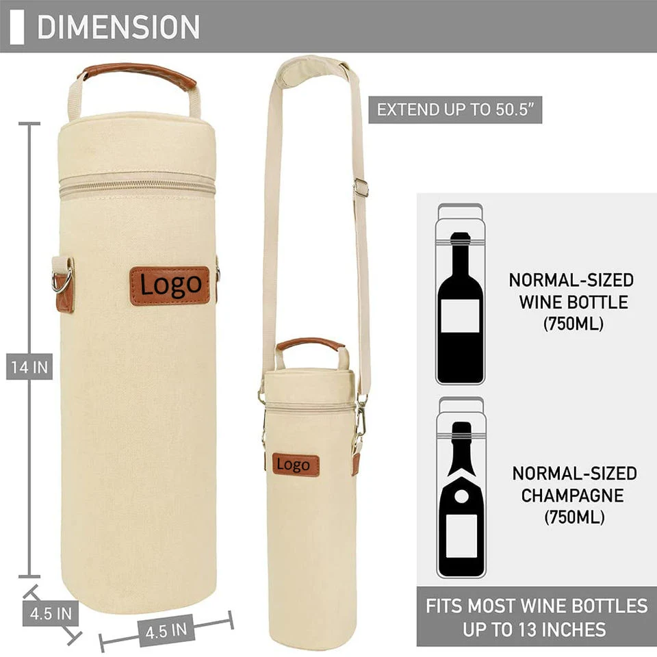 Customized Long Strap Single Water Small Baby Bottle Wine Thermal Insulated Cooler Bag