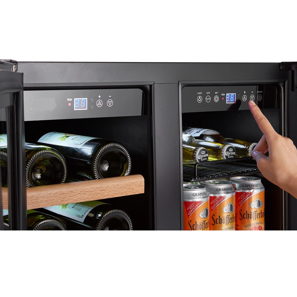 Free Standing French Door Wine Cooler Drink Fridge Fruit Refrigerator