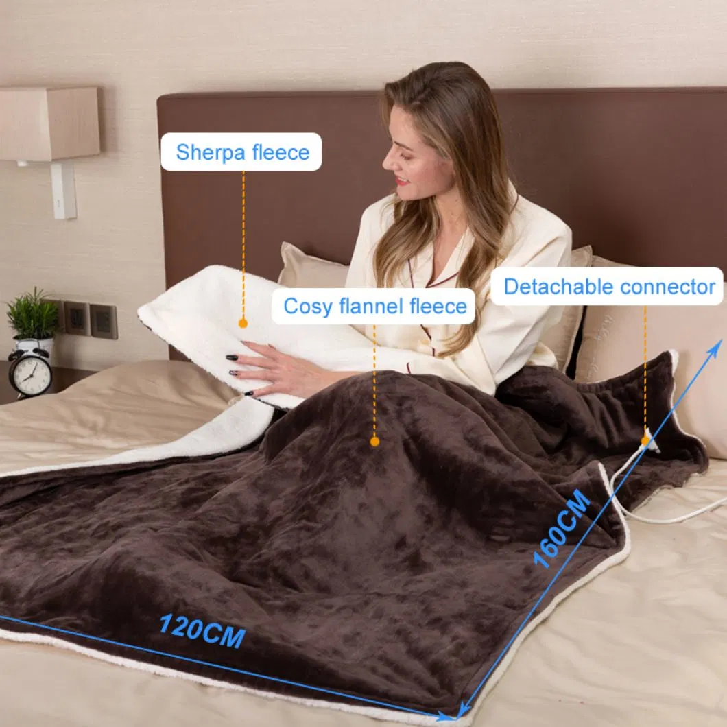 Hot Sales Online Electric Heating Blanket, Soft Sherpa Heated Throw Blanket