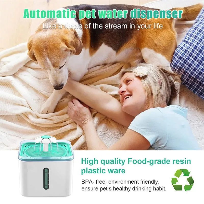 High-Quality Filtered Dispenser Automatic Water Fountain for Pet Cat Dog Feeder with Smart Pump