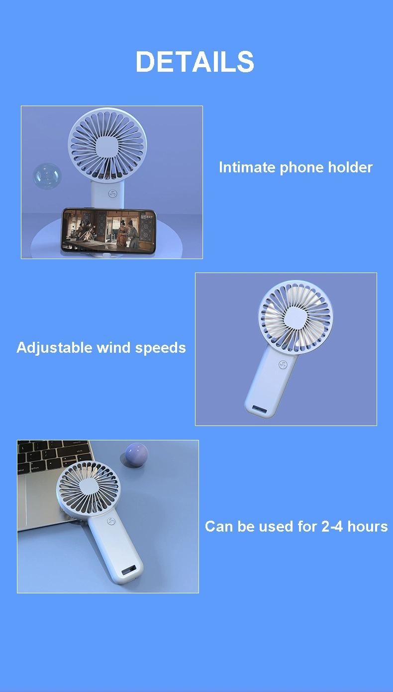 2023 New Handheld Fan USB Charging Small Fan Portable Mini Dormitory Desktop Silent Gift Logo