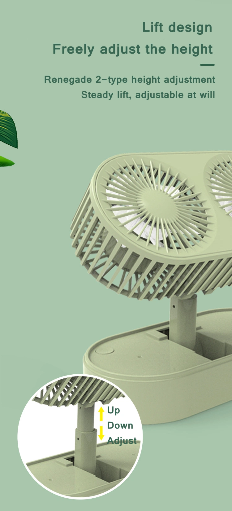 Electric Silent Desktop Cooling Fan Foldable Air Cooler 3 Gear Speeds Standing Portable Fans