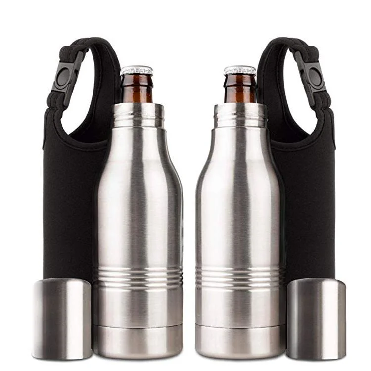 2023 Private Label 12oz Custom Drink Portable Vacuum Insulated Stainless Steel Water Wine Beer Bottle Cooler with Opener