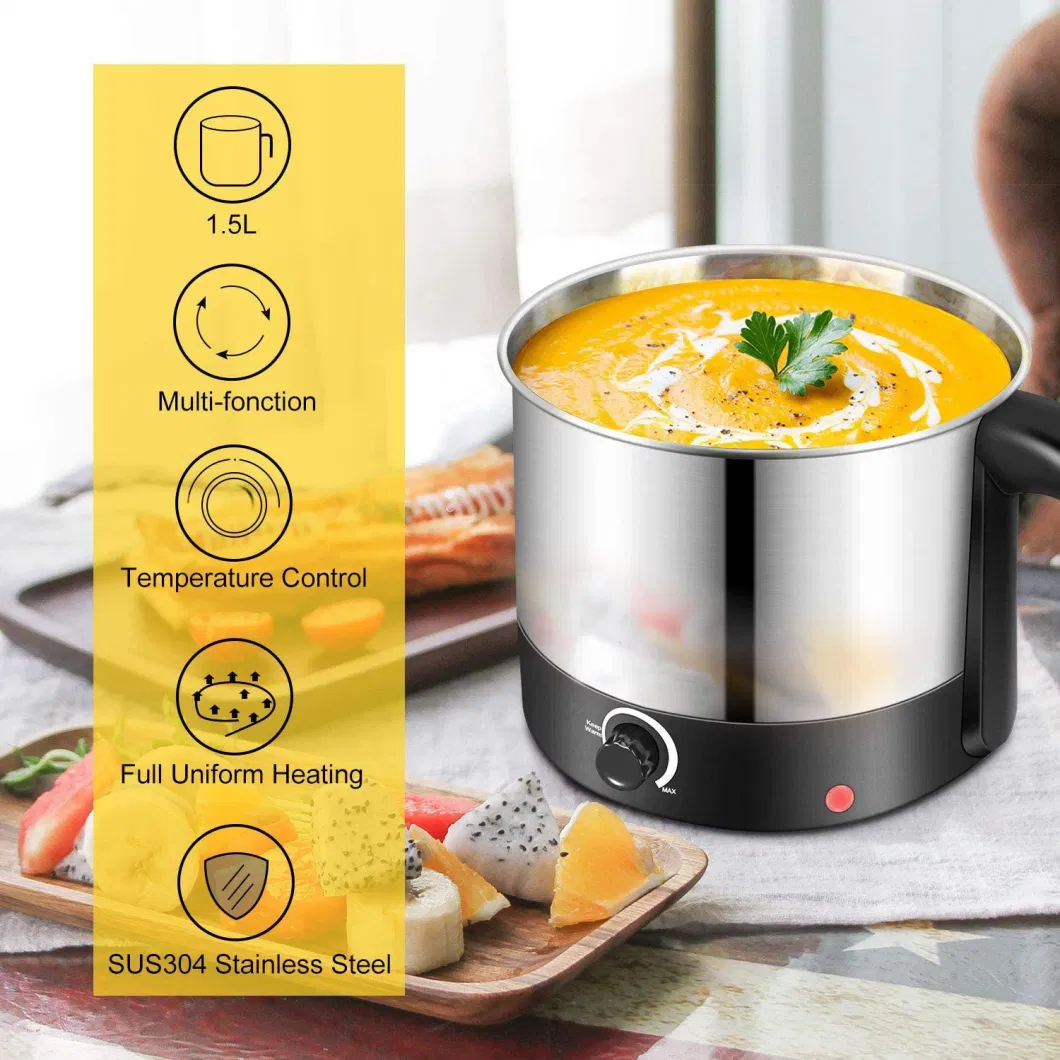 Multi-Functional Mini Pot 1.2L/1.5L Cordless Automatic Kitchen Appliance for Noodles, Soup, Porridge, Dumplings, Eggs, Pasta