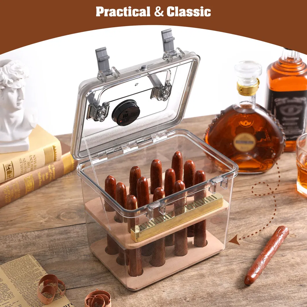 Large Capacity Travel Cigar Humidors with Spanish Cedar &amp; Humidifier &amp; Digital Hygrometer That Can Hold 15-50 Cigars