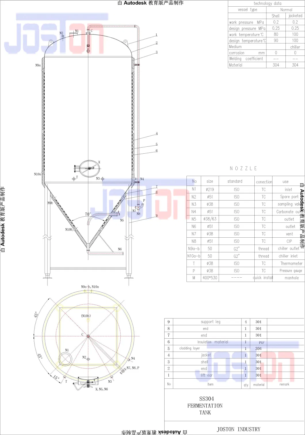 Joston Beer Wine Micro Brewery Brewing Equipment Bright Vessel Fermenter Machine Making Beer 500 Kg 1bbl-500bbl Chiller