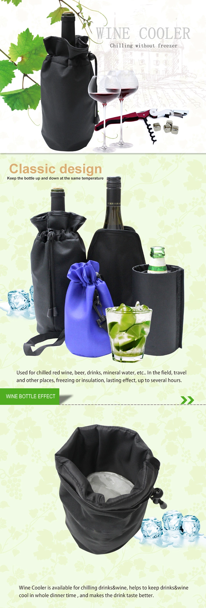 Wine Bottle Cooler Chiller Single Beer Cooler