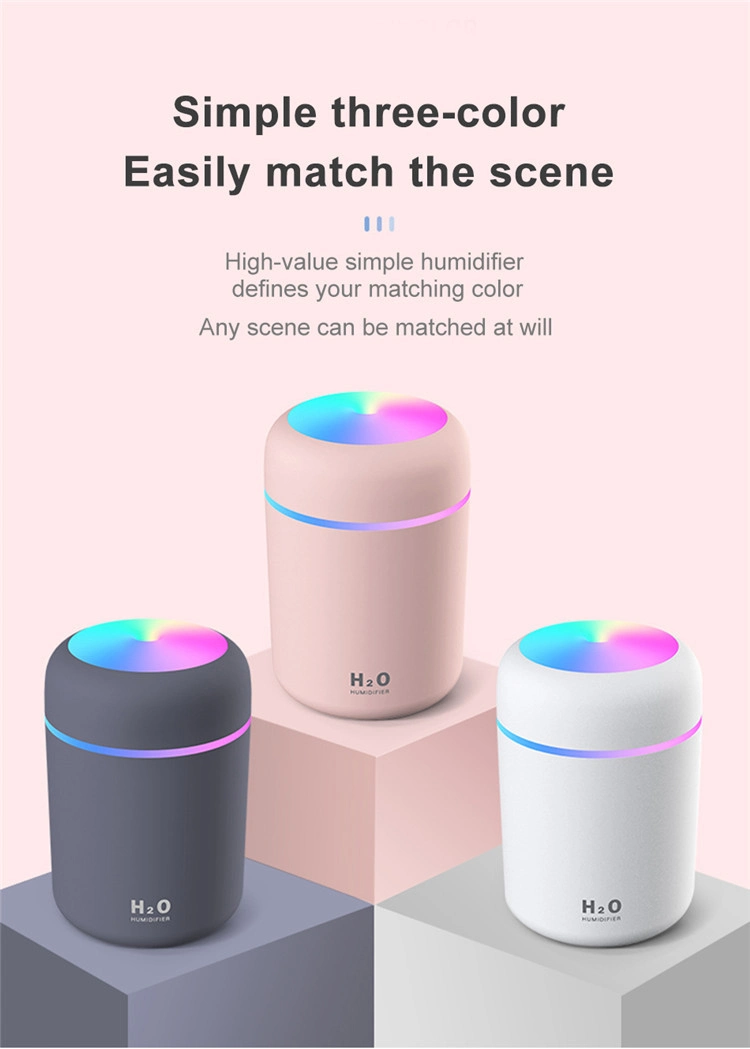 Colorful Portable 300ml H2O Humidifier Scent H20 Fragrance Aromatherapy Aroma Diffuser Electric Car Essential Oil Diffuser Machine