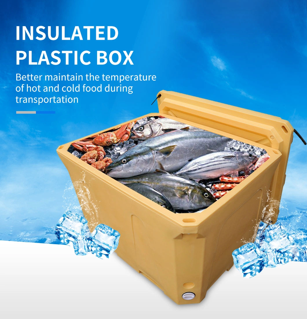 Hot Sale Custom Portableinsulated Fish Container PU Polyurethane Ice Cooler Box Insulated Pallet Box for Fish Food Storage Container with Lock