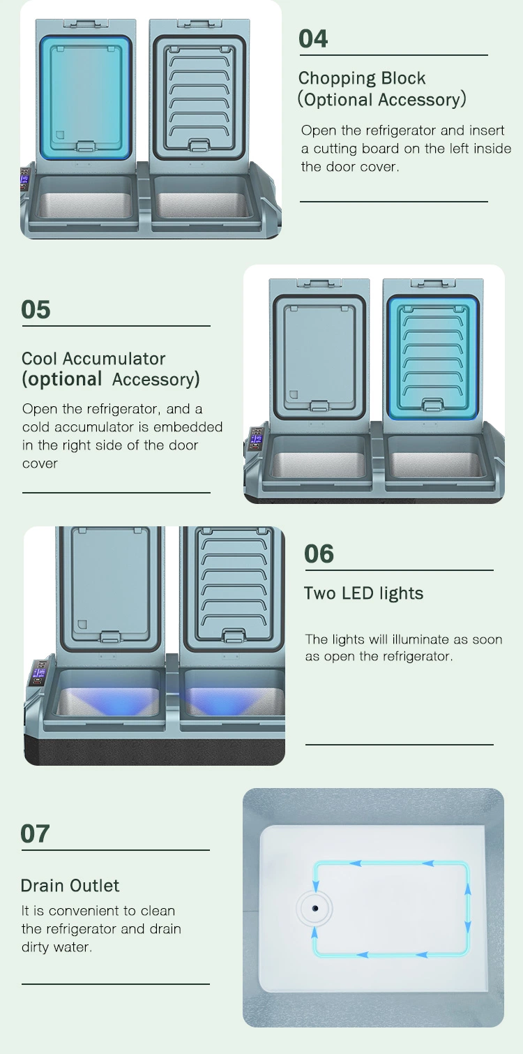 Yunlei We-45 DC: 12-24V AC: 100-240V 40L Car Refrigerator with Dual Temperature Contro Digital Display and Trolley Handle