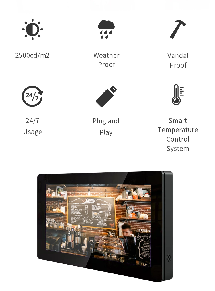 IP65 Waterproof Touch Advertising Screens Local Aftermarket Digital Signage Displays Outdoor LCD Video Wall