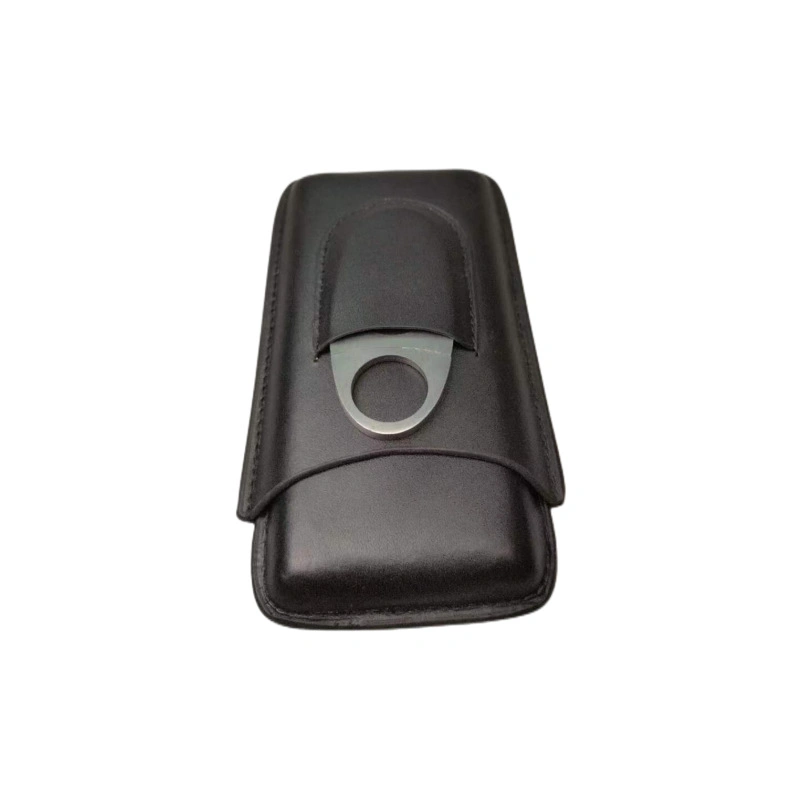 Custom Cigar Case Leather Portable 3 Tube Holder Travel Humidor Cigar Case Holder with Cigar Cutter
