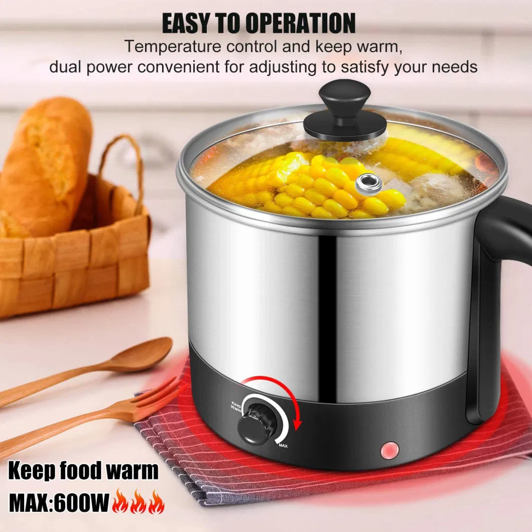 Multi-Functional Mini Pot 1.2L/1.5L Cordless Automatic Kitchen Appliance for Noodles, Soup, Porridge, Dumplings, Eggs, Pasta