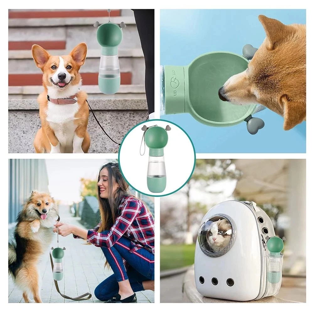 Pet Dog Portable Water Bottles Dispenser Leak-Proof Drinking Fountain with Food Container for Outdoor Hiking Walking